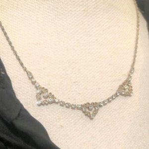After Hours Vintage Jewelry Set ~ Rhinestone Earrings ~ Pierced ~ Heart Necklace